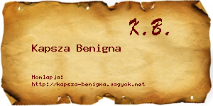 Kapsza Benigna névjegykártya